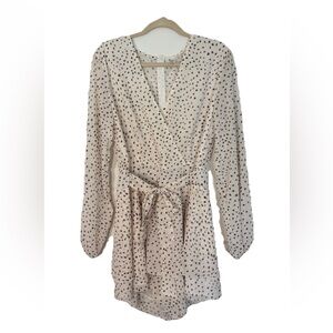 Elegant Cream Polka Dot Wrap Dress